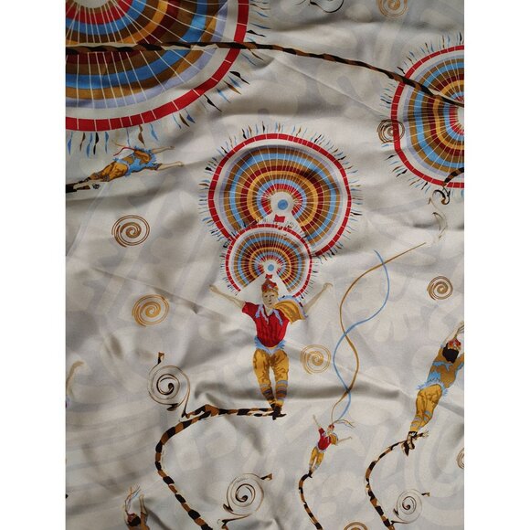 Pineda Covalin Silk Scarf Rolled Edge, Mexican Indigenous Acrobat Art to Wear - Picture 4 of 6